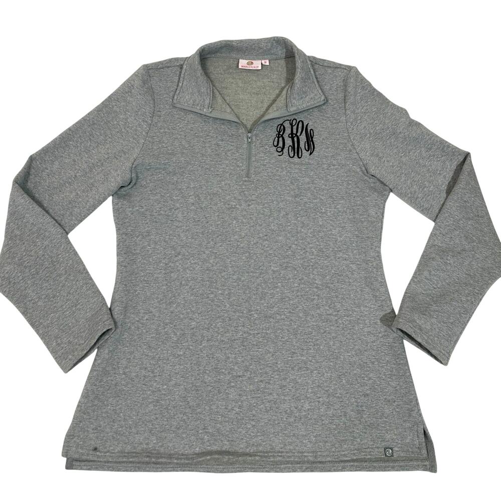 Marley Lilly Sweatshirt pullover 1/4 zip. Monogramed BKS size Medium